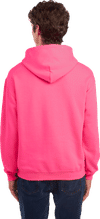 Am image of a Custom JERZEES NuBlend Hooded Sweatshirt in Neon Pink!