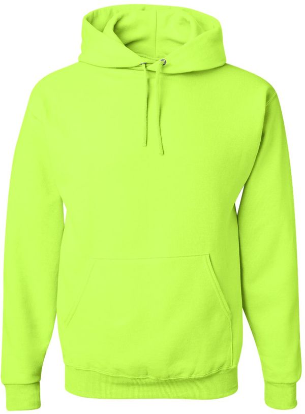 Am image of a Custom JERZEES NuBlend Hooded Sweatshirt in Safety Green!