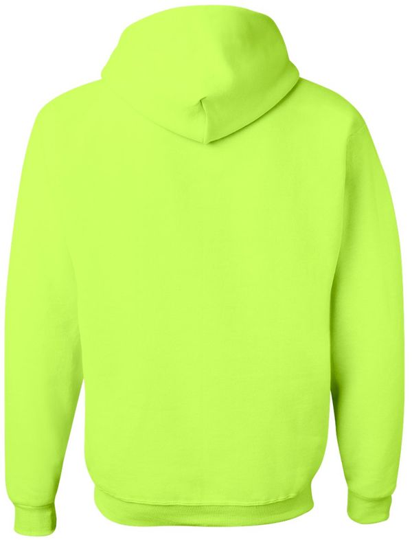 Am image of a Custom JERZEES NuBlend Hooded Sweatshirt in Safety Green!