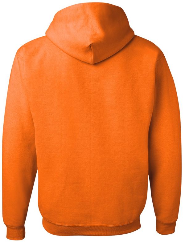 Am image of a Custom JERZEES NuBlend Hooded Sweatshirt in Safety Orange!