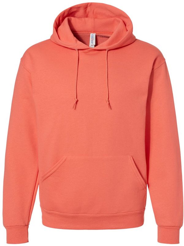 Am image of a Custom JERZEES NuBlend Hooded Sweatshirt in Sunset Coral!