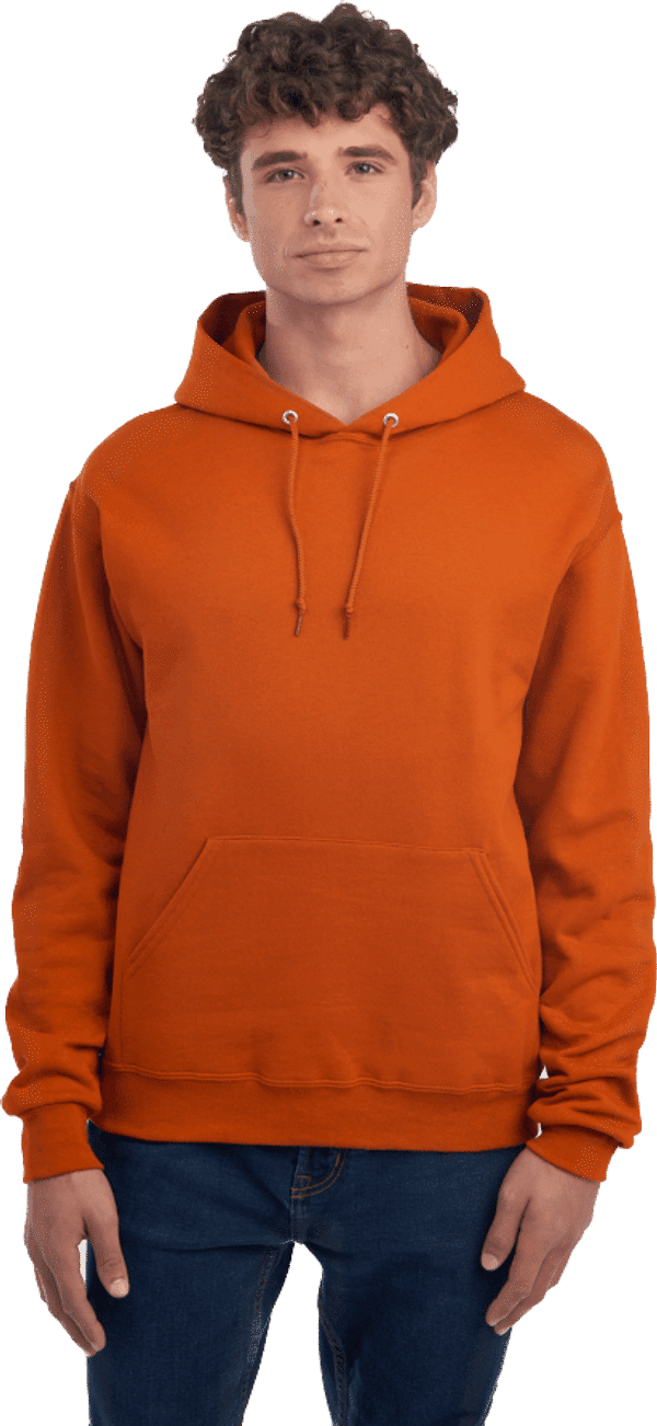 Am image of a Custom JERZEES NuBlend Hooded Sweatshirt in Texas Orange!