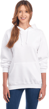 Am image of a Custom JERZEES NuBlend Hooded Sweatshirt in White!