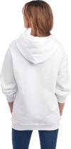 Am image of a Custom JERZEES NuBlend Hooded Sweatshirt in White!