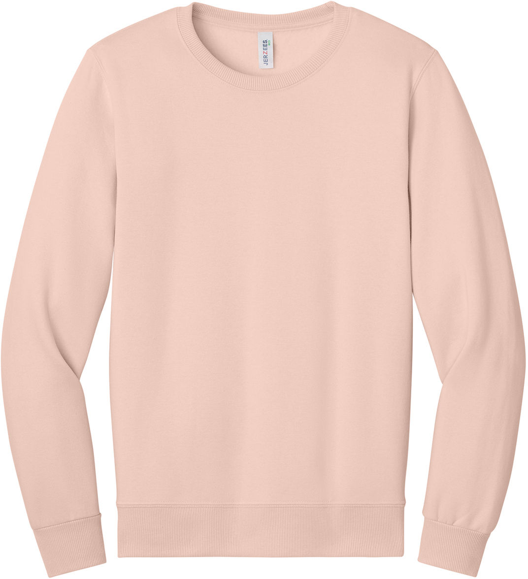 Jerzees Premium Eco Blend Ringspun Crewneck Sweatshirt in Blush Pink