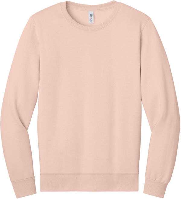 An image of a Custom Jerzees Premium Eco Blend Ringspun Crewneck Sweatshirt in Blush Pink!