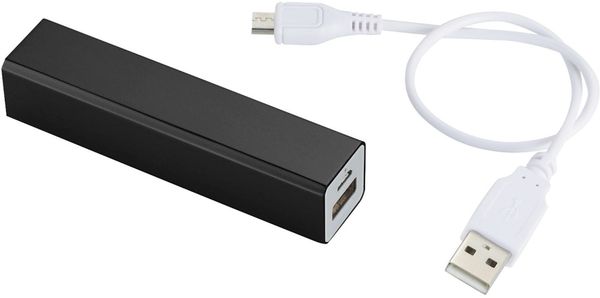 Am image of a Custom Jolt 2200 mAh Power Bank in Black!