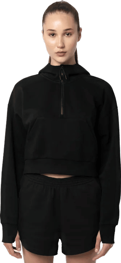 An image of a Custom Just Like Hero Cropped Drop Shoulder Scuba Half Zip Hoodie!