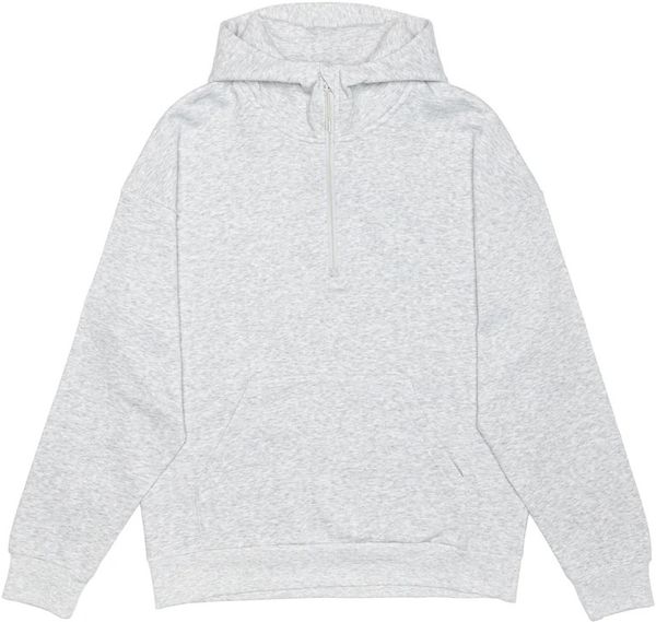 Am image of a Custom Just Like Hero Unisex Drop Shoulder Scuba Half Zip Hoodie in Ash Heather!