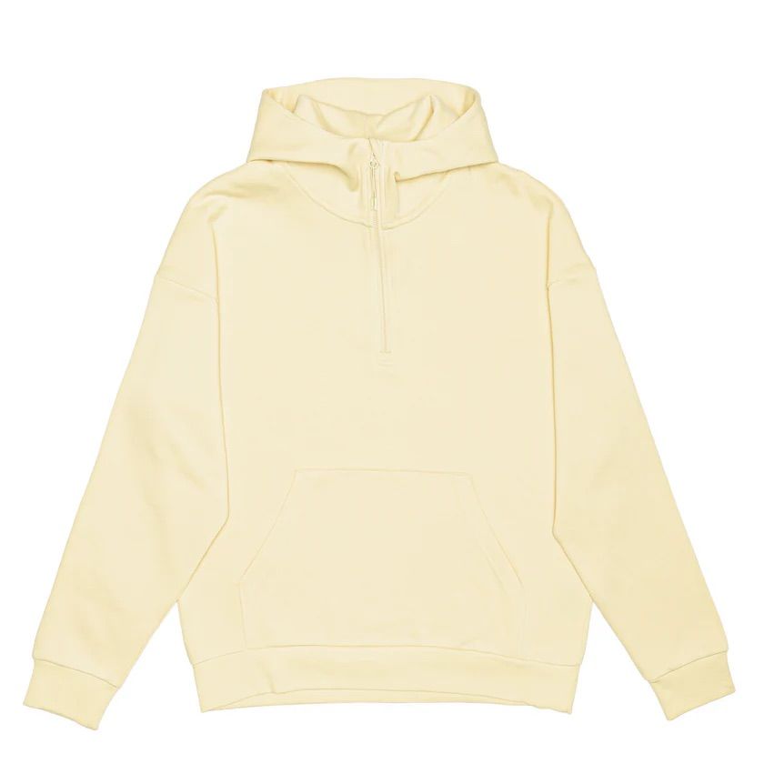 Just Like Hero Unisex Drop Shoulder Scuba Half Zip Hoodie in Ivory