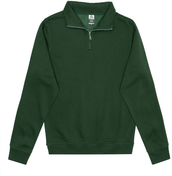 An image of a Custom Just Like Hero Unisex Quarter Zip in Forest Green!