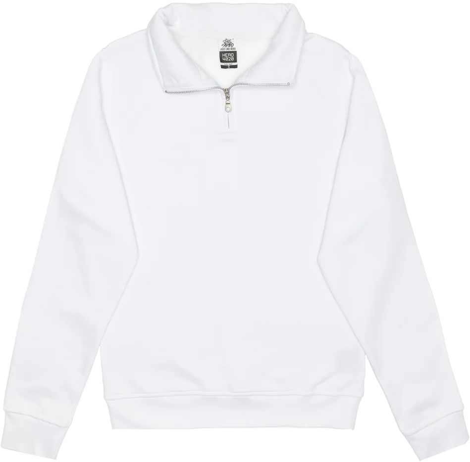 Just Like Hero Unisex Quarter Zip in White