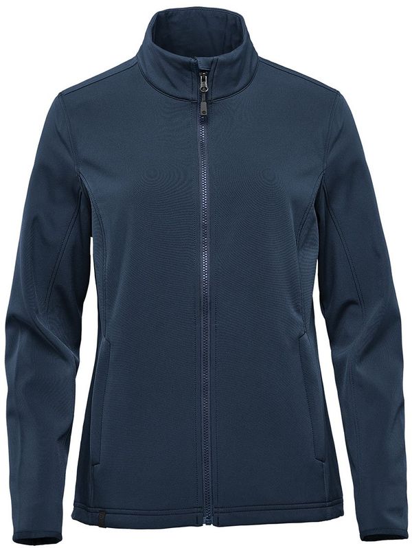 Am image of a Custom Stormtech Women's Narvik Softshell in Navy!