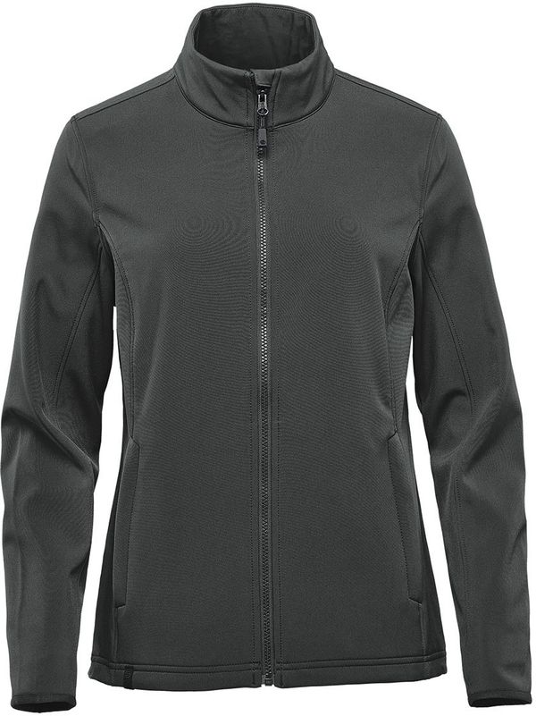 Am image of a Custom Stormtech Women's Narvik Softshell in Dolphin!