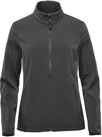 Am image of a Custom Stormtech Women's Narvik Softshell in Dolphin!