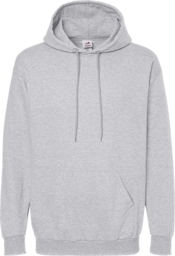 Am image of a Custom King Fashion Hooded Sweatshirt in Athletic Grey!