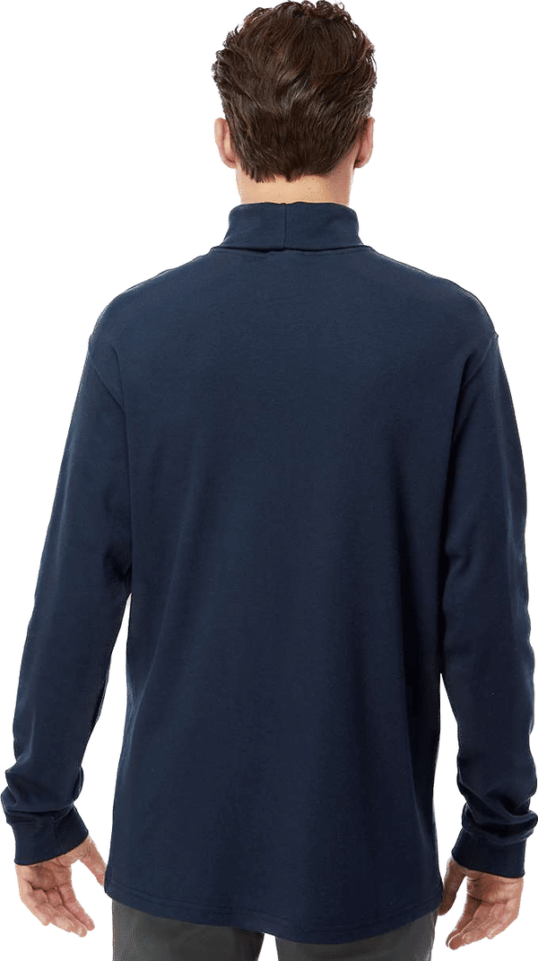 Am image of a Custom King Fashion Interlock Turtleneck Long Sleeve Tshirt in Navy!
