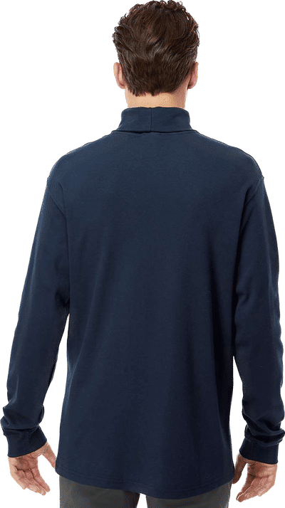 Am image of a Custom King Fashion Interlock Turtleneck Long Sleeve Tshirt in Navy!