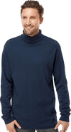 Am image of a Custom King Fashion Interlock Turtleneck Long Sleeve Tshirt in Navy!