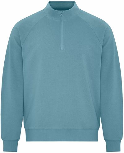 Am image of a Custom Koi Element CVC French Terry Quarter Zip in Blue Agave!