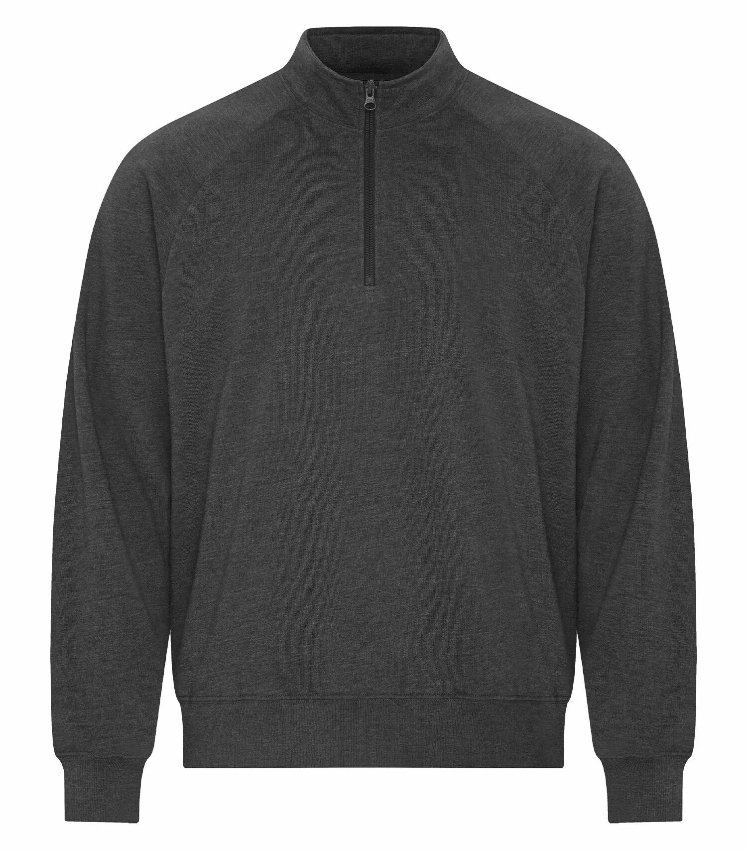 Koi Element CVC French Terry Quarter Zip in Charcoal Heather Grey
