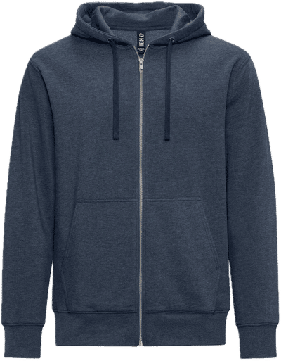 Am image of a Custom Koi Element Triblend Fleece Full Zip Hoodie in Indigo Frost!