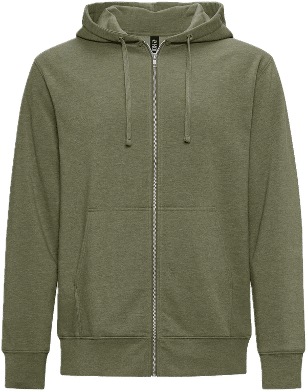 Am image of a Custom Koi Element Triblend Fleece Full Zip Hoodie in Military Frost!