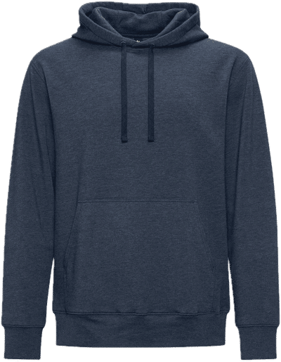 Am image of a Custom Koi Element Triblend Fleece Pullover Hoodie in Indigo Frost!