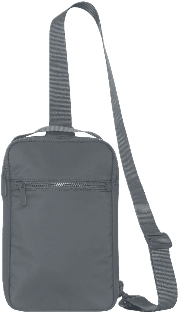 Am image of a Custom Koi Matte Sling Bag in Storm Grey!