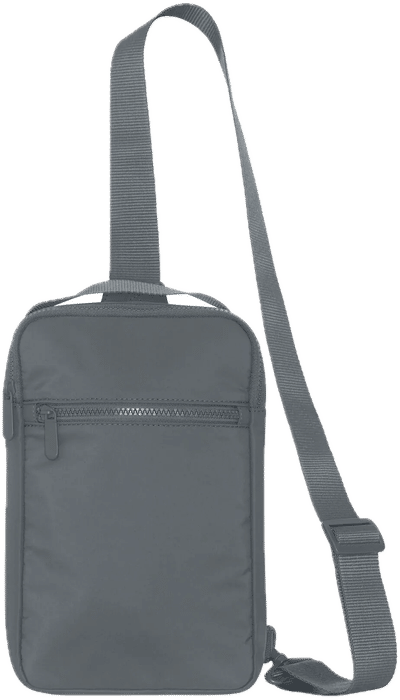 Am image of a Custom Koi Matte Sling Bag in Storm Grey!
