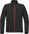 Am image of a Custom STORMTECH MENS ORBITER SOFTSHELL in BLACK / BRIGHT RED!