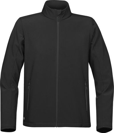 Am image of a Custom STORMTECH MENS ORBITER SOFTSHELL in BLACK / CARBON!