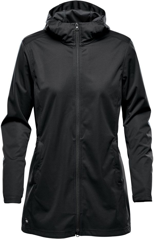 Am image of a Custom Stormtech Womens Belcarra Softshell in Black!