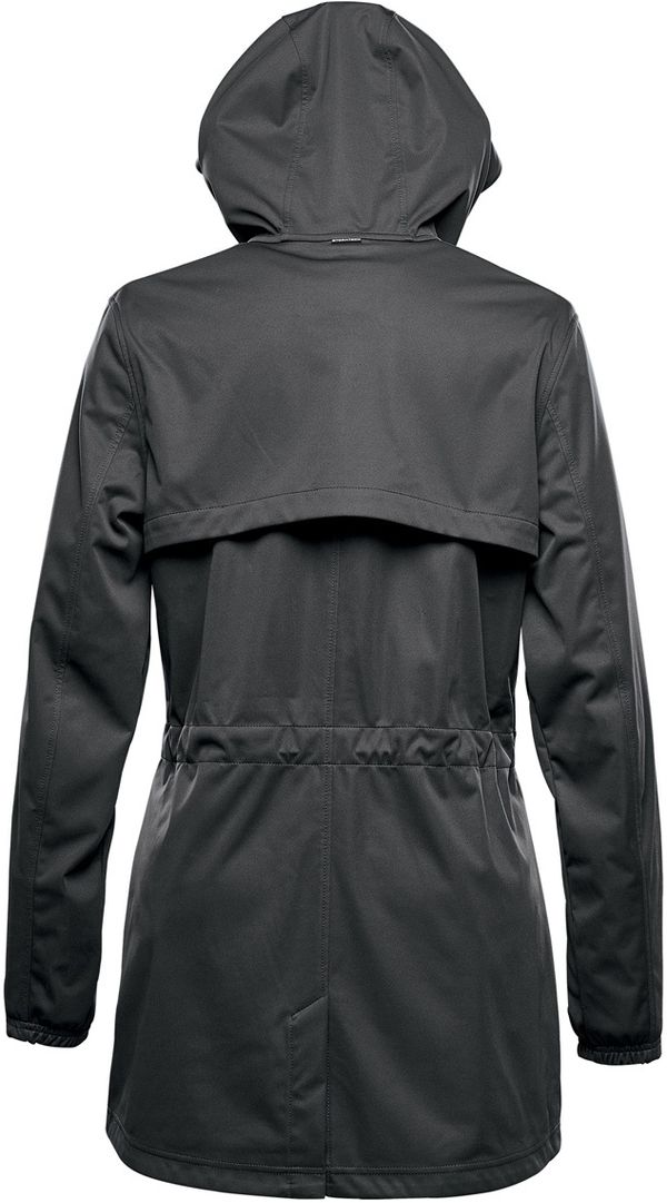 Am image of a Custom Stormtech Womens Belcarra Softshell in Dolphin!