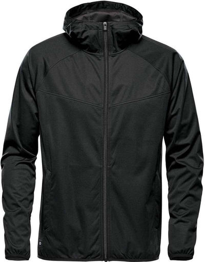 Am image of a Custom Stormtech Mens Belcarra Softshell in Black!