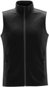 Am image of a Custom Stormtech Men's Orbiter Softshell Vest in Black/Dolphin!