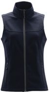 Am image of a Custom Stormtech Women's Orbiter Softshell Vest in Navy/Carbon!
