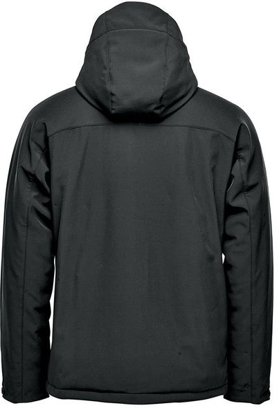 Am image of a Custom Stormtech Mens Orbiter Insulated Softshell Jacket in Black/Red!