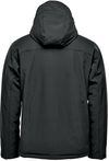 Am image of a Custom Stormtech Mens Orbiter Insulated Softshell Jacket in Black/Red!