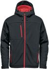 Am image of a Custom Stormtech Mens Orbiter Insulated Softshell Jacket in Black/Red!