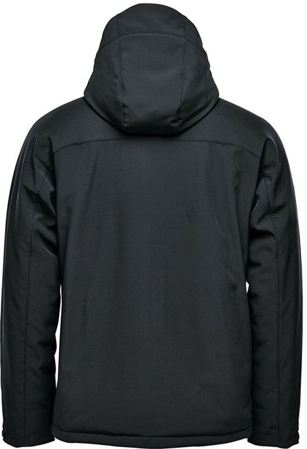 Am image of a Custom Stormtech Mens Orbiter Insulated Softshell Jacket in Black/Azure Blue!