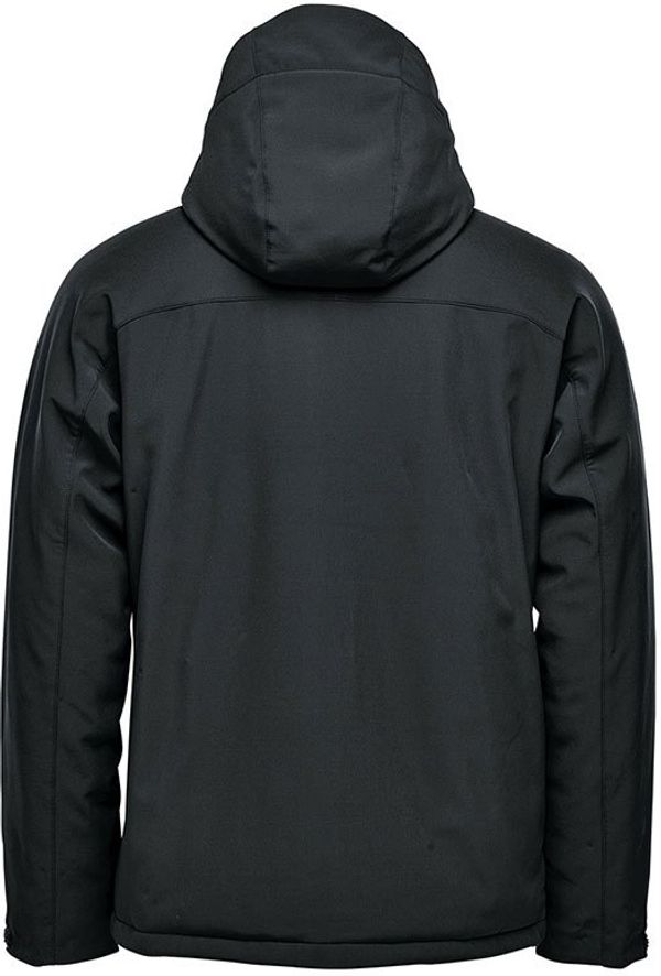 Am image of a Custom Stormtech Mens Orbiter Insulated Softshell Jacket in Black/Granite!