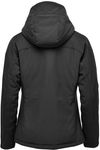 Am image of a Custom Stormtech Womens Orbiter Insulated Softshell Jacket in Black/Red!