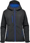 Am image of a Custom Stormtech Womens Orbiter Insulated Softshell Jacket in Black/Azure Blue!