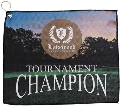 Am image of a Custom Full Colour Sublimated Waffle Golf Towel 15