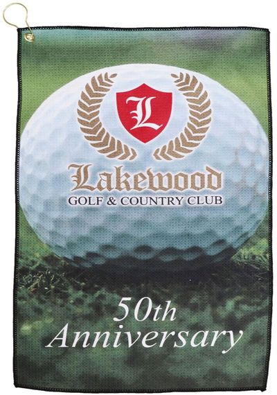 Am image of a Custom Full Colour Sublimated Waffle Golf Towel 16