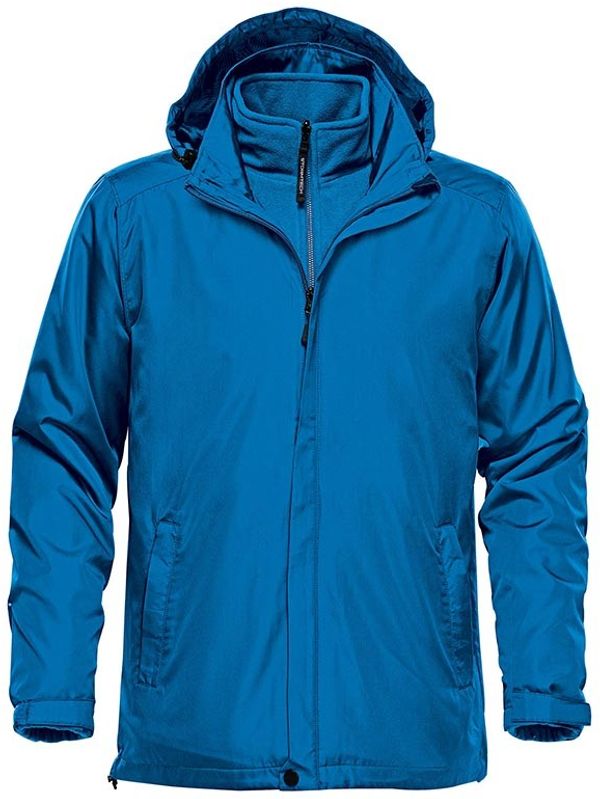 Am image of a Custom Stormtech Men's Nautilus 3 In 1 System Jacket in Azure Blue!