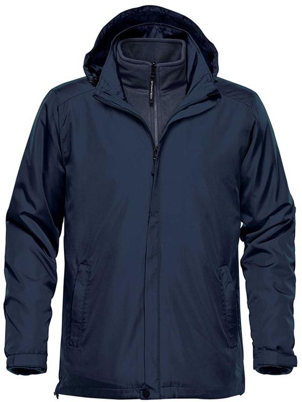 An image of a Custom Stormtech Men's Nautilus 3 In 1 System Jacket in Navy!