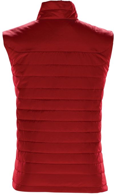 Am image of a Custom STORMTECH MENS NAUTILUS QUILTED VEST in BRIGHT RED!