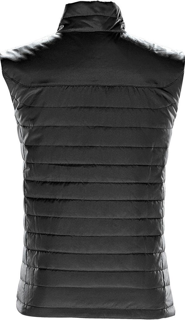 Am image of a Custom STORMTECH MENS NAUTILUS QUILTED VEST in BLACK!